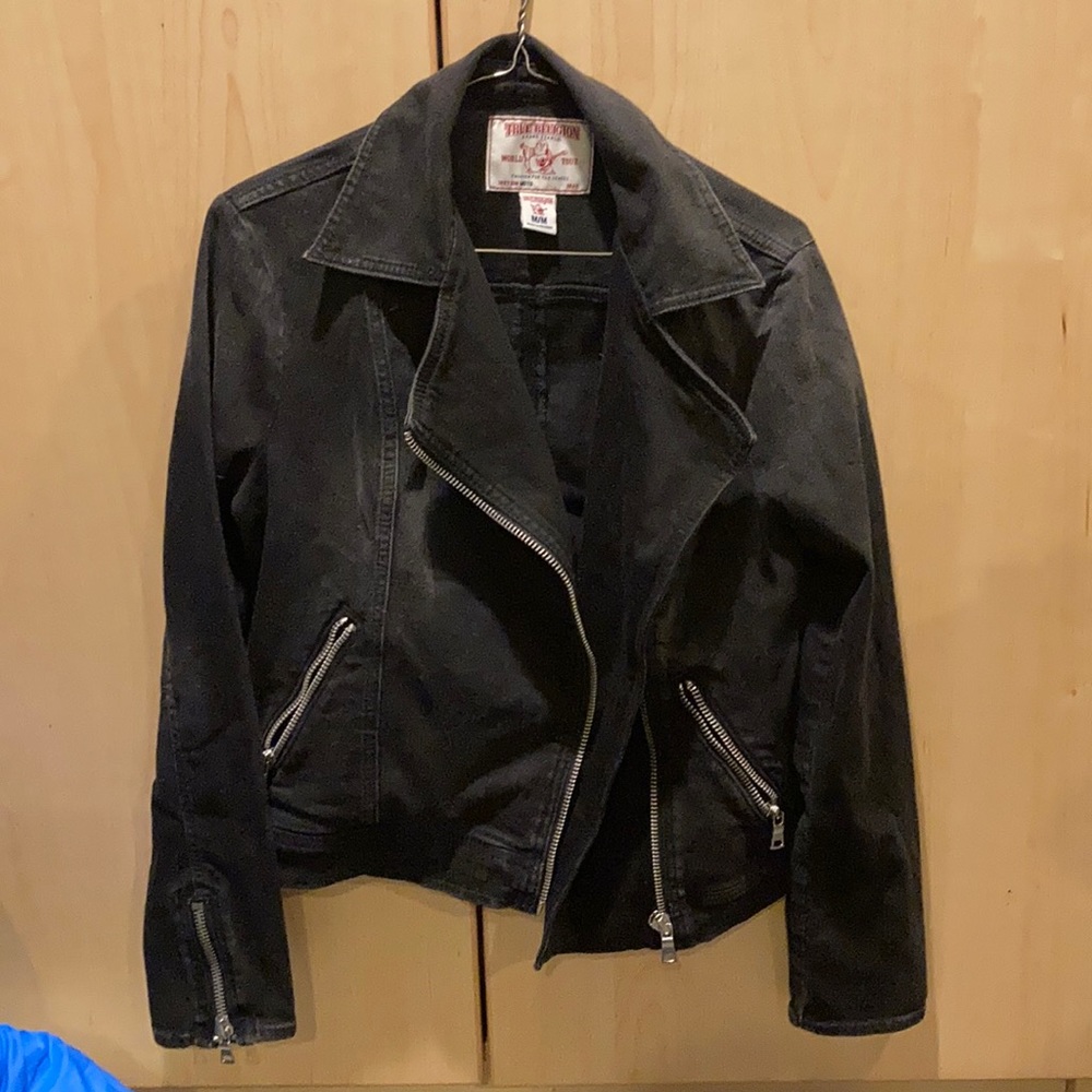 True religion black denim jacket